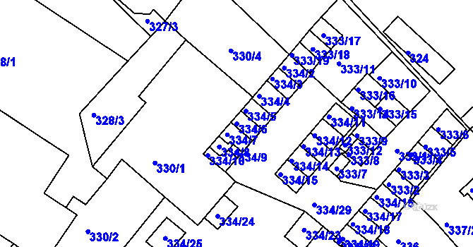 Parcela st. 334/6 v KÚ Lovosice, Katastrální mapa