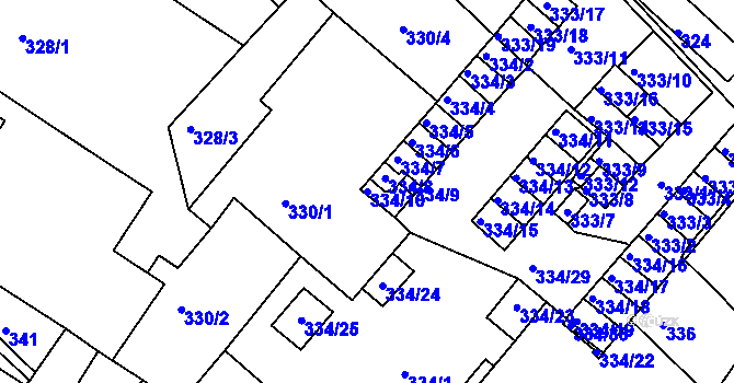 Parcela st. 334/10 v KÚ Lovosice, Katastrální mapa