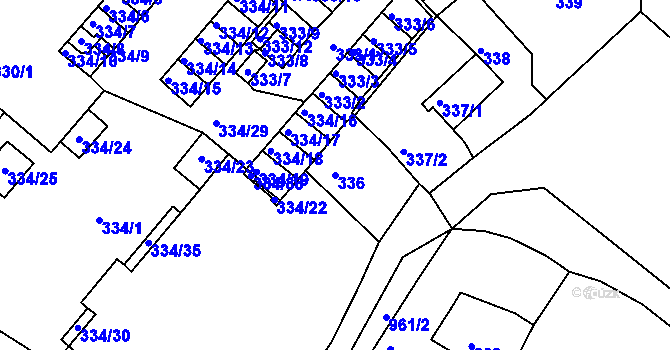 Parcela st. 336 v KÚ Lovosice, Katastrální mapa