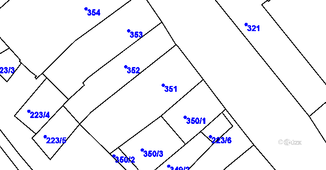 Parcela st. 351 v KÚ Lovosice, Katastrální mapa