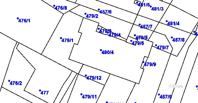 Parcela st. 480/3 v KÚ Lovosice, Katastrální mapa