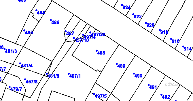 Parcela st. 488 v KÚ Lovosice, Katastrální mapa