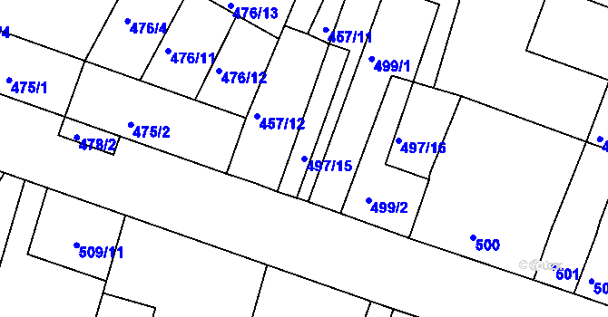 Parcela st. 497/15 v KÚ Lovosice, Katastrální mapa