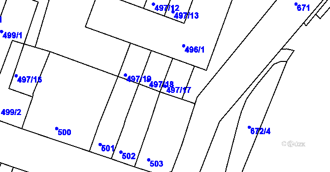 Parcela st. 497/17 v KÚ Lovosice, Katastrální mapa