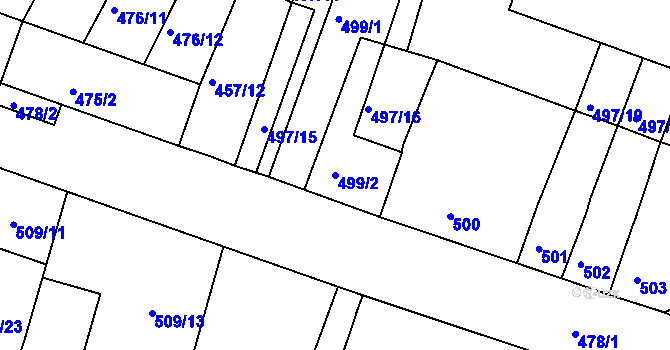 Parcela st. 499/2 v KÚ Lovosice, Katastrální mapa