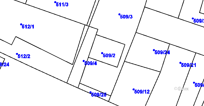 Parcela st. 509/2 v KÚ Lovosice, Katastrální mapa