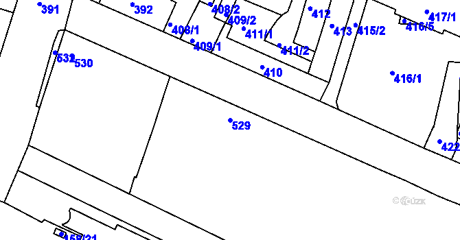 Parcela st. 529 v KÚ Lovosice, Katastrální mapa