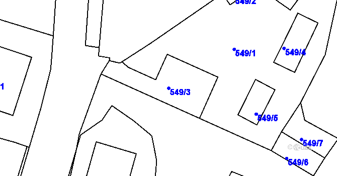 Parcela st. 549/3 v KÚ Lovosice, Katastrální mapa