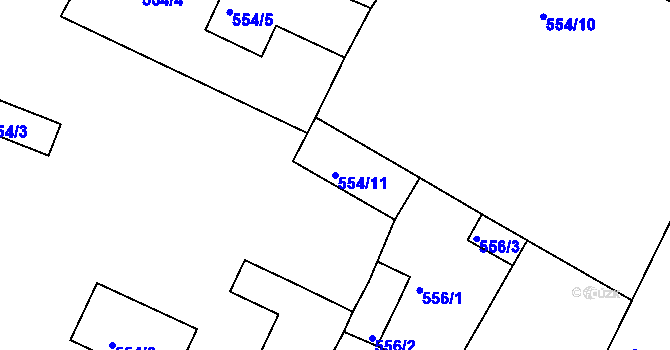 Parcela st. 554/11 v KÚ Lovosice, Katastrální mapa