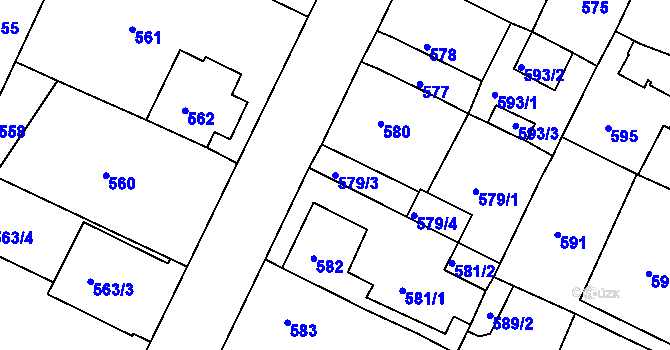 Parcela st. 579/3 v KÚ Lovosice, Katastrální mapa