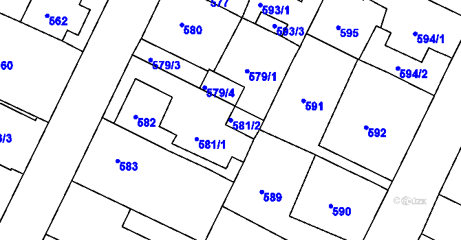 Parcela st. 581/2 v KÚ Lovosice, Katastrální mapa