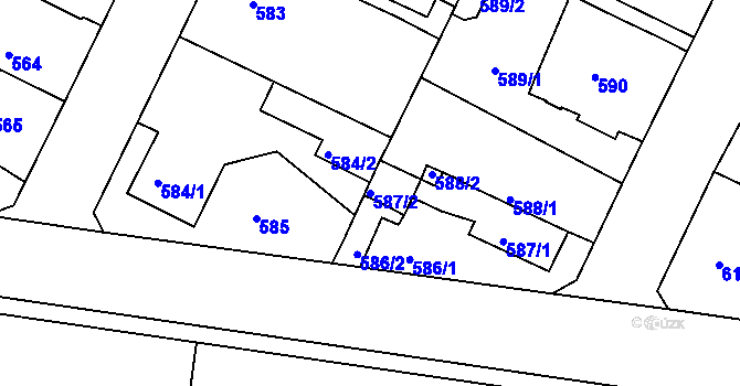 Parcela st. 587/2 v KÚ Lovosice, Katastrální mapa
