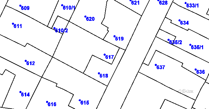 Parcela st. 617 v KÚ Lovosice, Katastrální mapa