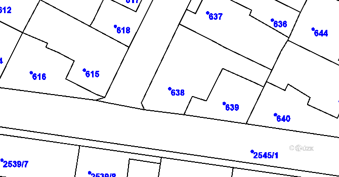 Parcela st. 638 v KÚ Lovosice, Katastrální mapa