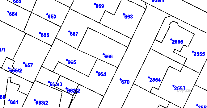 Parcela st. 666 v KÚ Lovosice, Katastrální mapa
