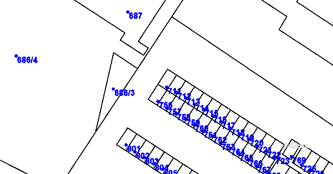 Parcela st. 711 v KÚ Lovosice, Katastrální mapa