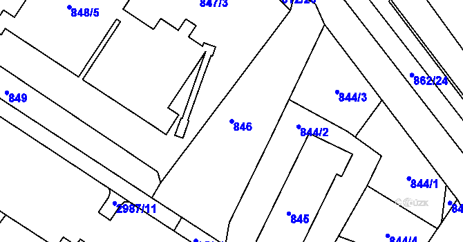 Parcela st. 846 v KÚ Lovosice, Katastrální mapa