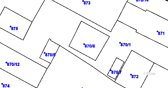 Parcela st. 870/8 v KÚ Lovosice, Katastrální mapa