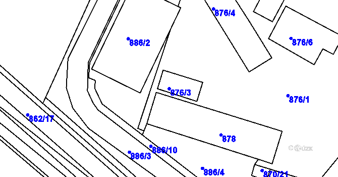 Parcela st. 876/3 v KÚ Lovosice, Katastrální mapa