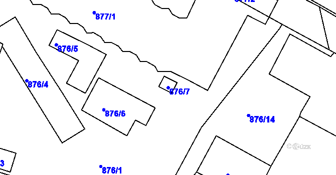 Parcela st. 876/7 v KÚ Lovosice, Katastrální mapa
