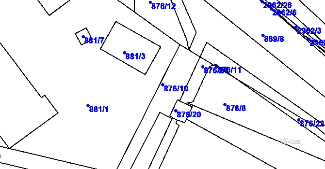 Parcela st. 876/10 v KÚ Lovosice, Katastrální mapa