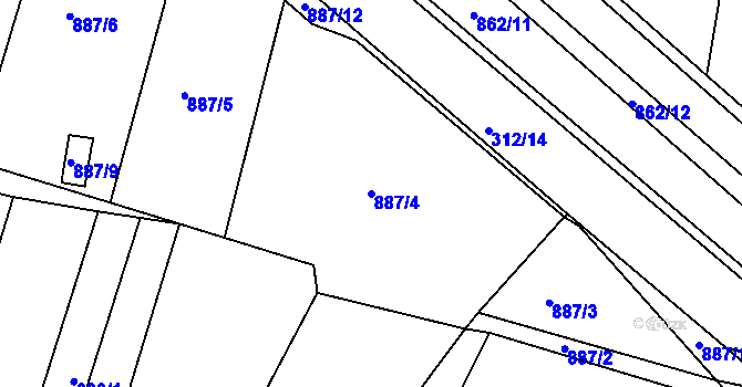 Parcela st. 887/4 v KÚ Lovosice, Katastrální mapa
