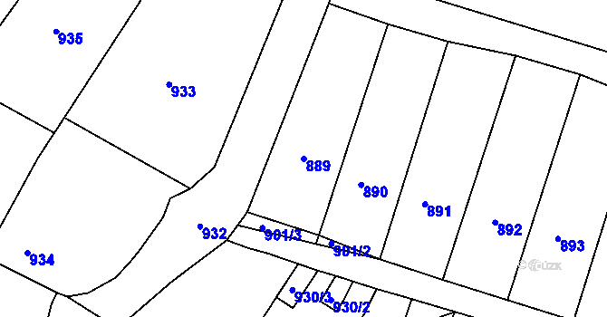 Parcela st. 889 v KÚ Lovosice, Katastrální mapa