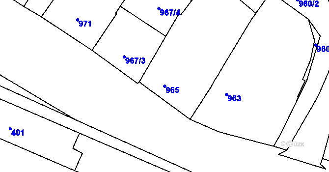 Parcela st. 965 v KÚ Lovosice, Katastrální mapa