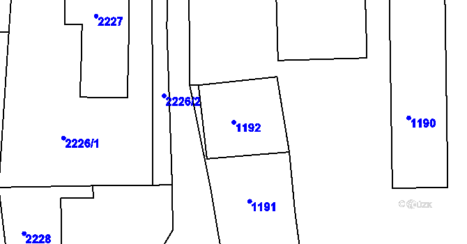 Parcela st. 1192 v KÚ Lovosice, Katastrální mapa