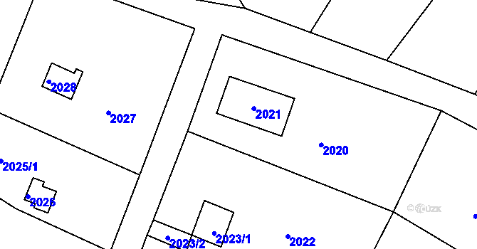 Parcela st. 2021 v KÚ Lovosice, Katastrální mapa