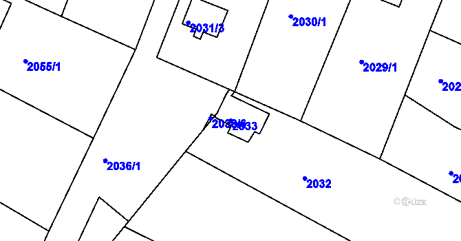 Parcela st. 2033 v KÚ Lovosice, Katastrální mapa