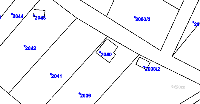 Parcela st. 2040 v KÚ Lovosice, Katastrální mapa