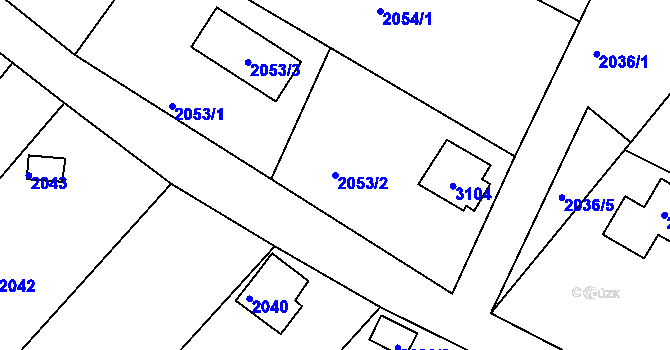 Parcela st. 2053/2 v KÚ Lovosice, Katastrální mapa