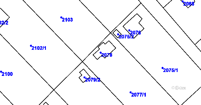 Parcela st. 2078 v KÚ Lovosice, Katastrální mapa