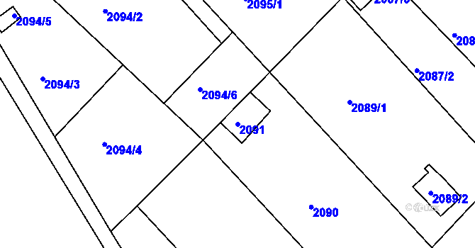 Parcela st. 2091 v KÚ Lovosice, Katastrální mapa