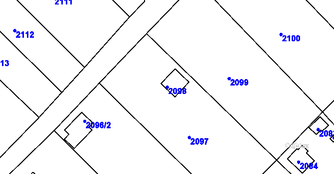 Parcela st. 2098 v KÚ Lovosice, Katastrální mapa