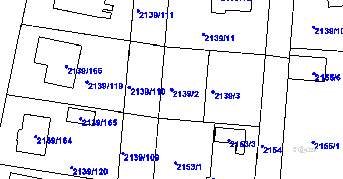 Parcela st. 2139/2 v KÚ Lovosice, Katastrální mapa