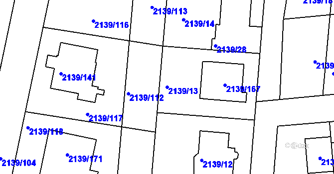 Parcela st. 2139/13 v KÚ Lovosice, Katastrální mapa