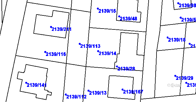 Parcela st. 2139/14 v KÚ Lovosice, Katastrální mapa