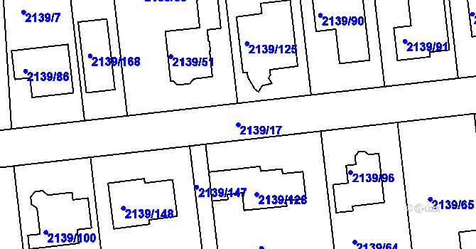 Parcela st. 2139/17 v KÚ Lovosice, Katastrální mapa