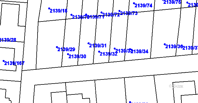 Parcela st. 2139/32 v KÚ Lovosice, Katastrální mapa