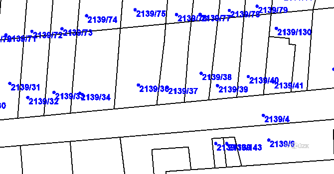 Parcela st. 2139/37 v KÚ Lovosice, Katastrální mapa
