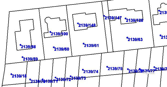 Parcela st. 2139/61 v KÚ Lovosice, Katastrální mapa