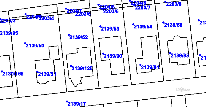 Parcela st. 2139/90 v KÚ Lovosice, Katastrální mapa