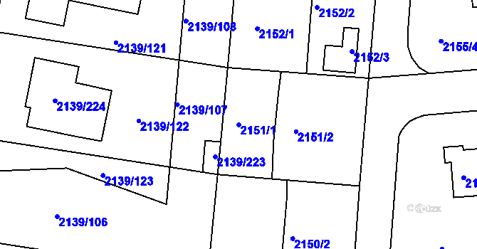 Parcela st. 2151/1 v KÚ Lovosice, Katastrální mapa