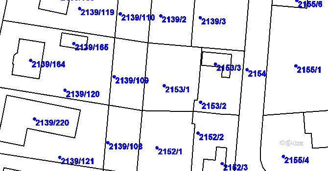 Parcela st. 2153/1 v KÚ Lovosice, Katastrální mapa