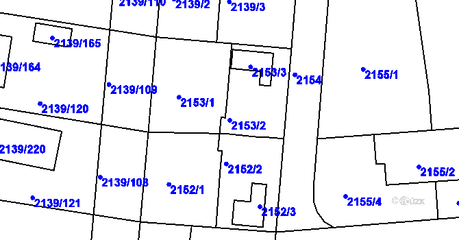 Parcela st. 2153/2 v KÚ Lovosice, Katastrální mapa