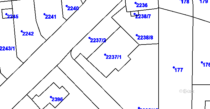 Parcela st. 2237/1 v KÚ Lovosice, Katastrální mapa