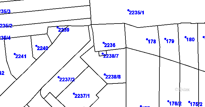 Parcela st. 2238/7 v KÚ Lovosice, Katastrální mapa