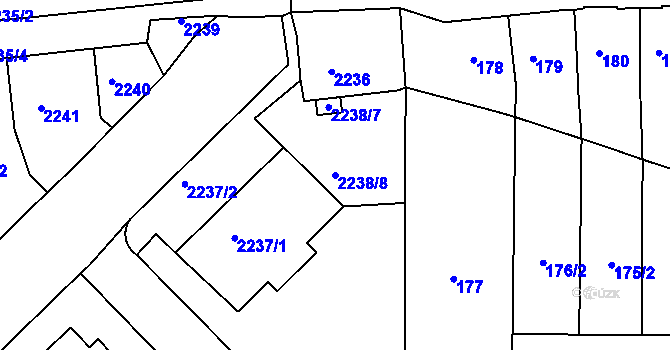 Parcela st. 2238/8 v KÚ Lovosice, Katastrální mapa